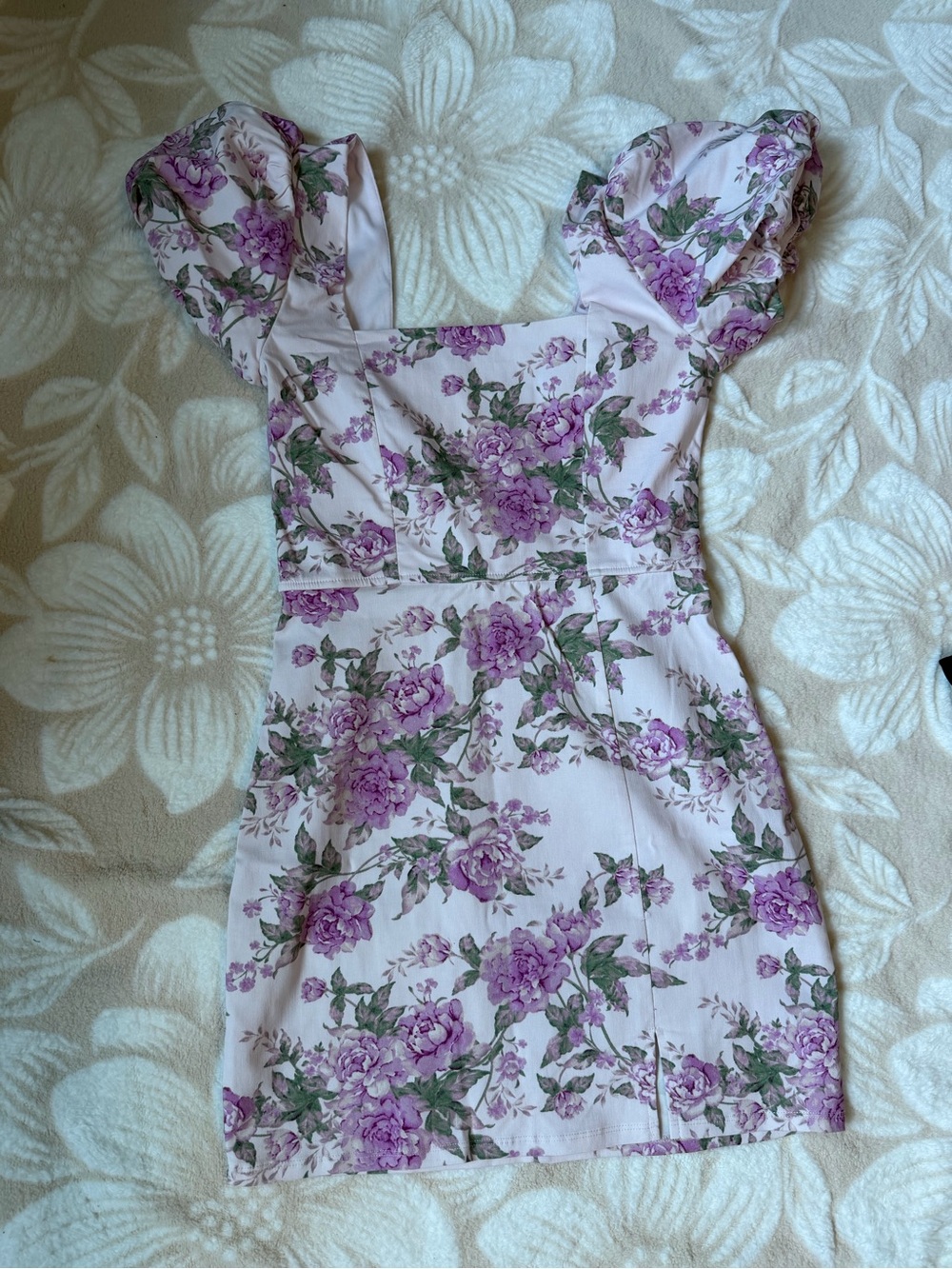 Trixxi Light Pink Mini Dress with Purple Floral Print